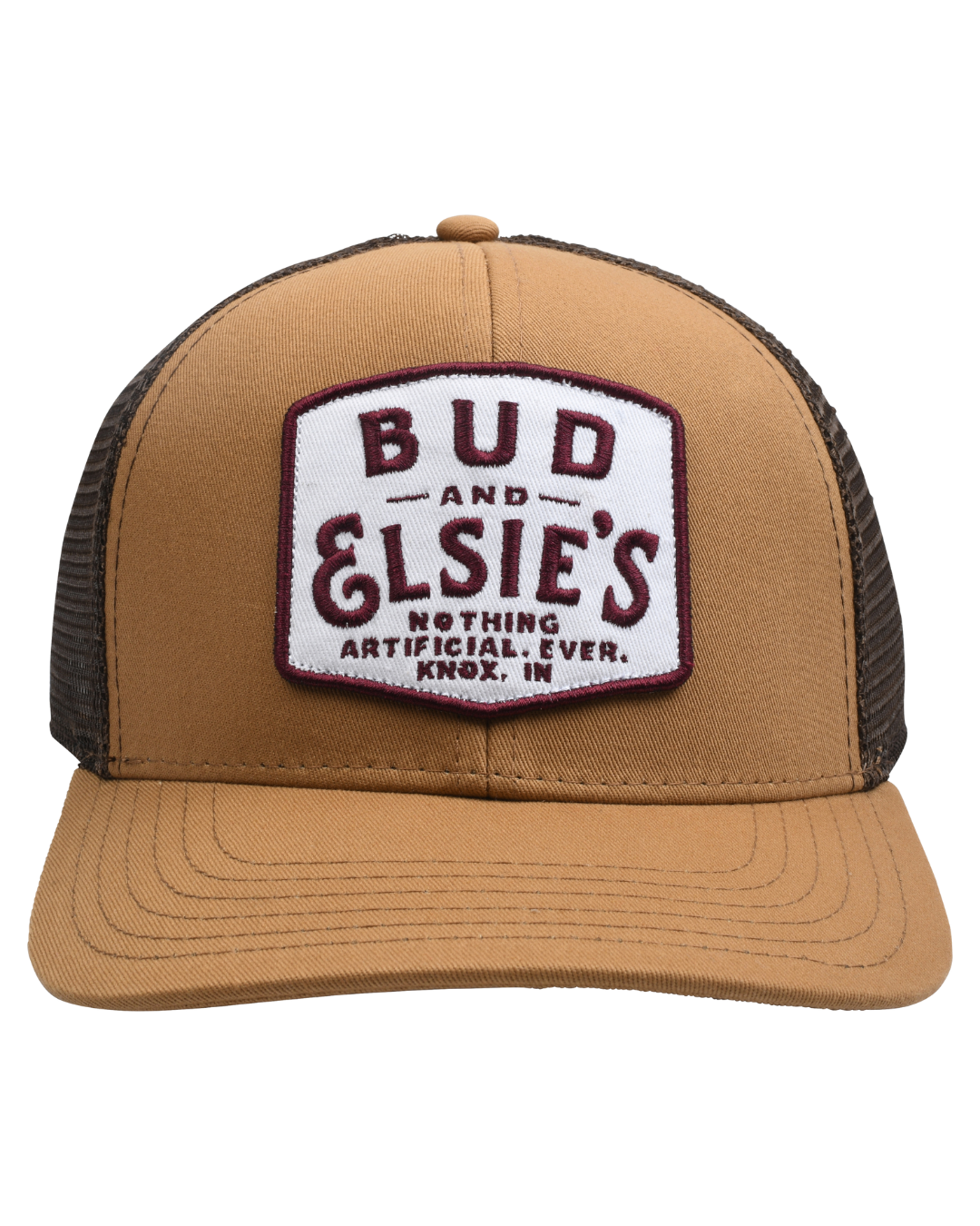 Brown Cotton Trucker Hat with Mesh Back